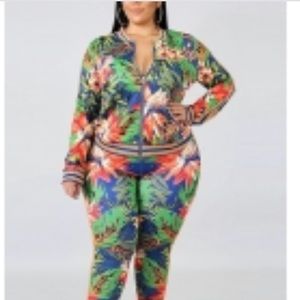 Two piece plus size jogging suit